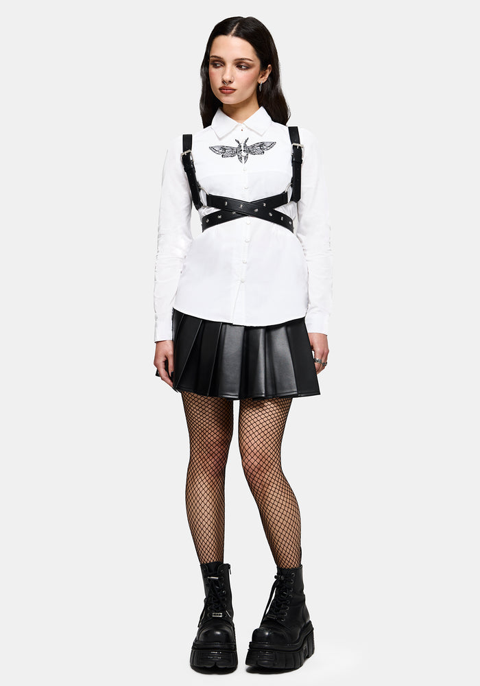 Wispette Moth Embroidered Poplin Fitted Shirt