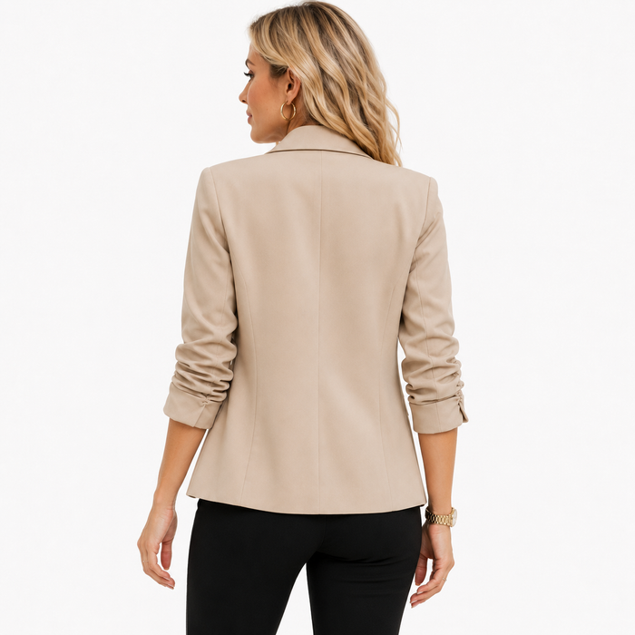 Lightweight polyester women blazer for brunch, office and travel outfits with simple tailored look and soft comfort daily fit