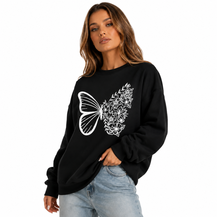 Women crew neck sweatshirt with pockets in solid color, styled for cozy autumn winter daily casual wear and easy layering now