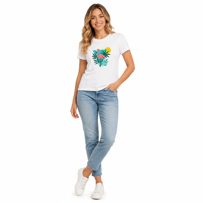 Women graphic tee for playful summer outfits with shape-holding neckline, reinforced stitching, and easy everyday styling now
