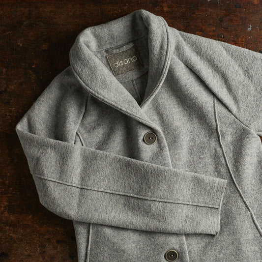 Women's Boiled Merino Wool Coat - Grey