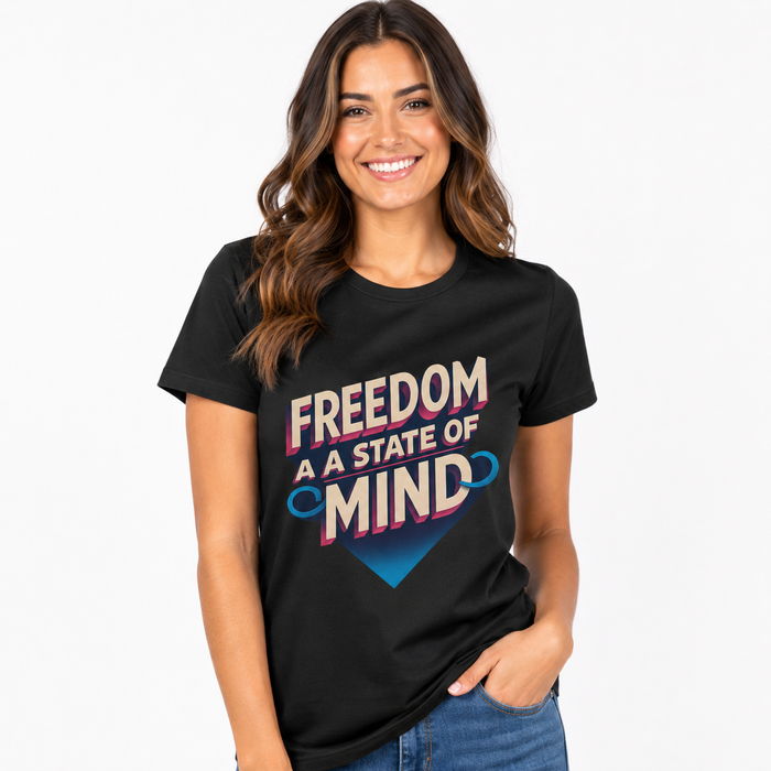 Women's empowerment t shirt with freedom graphic, soft cotton blend feel, and casual styling for daily confident outfits wear