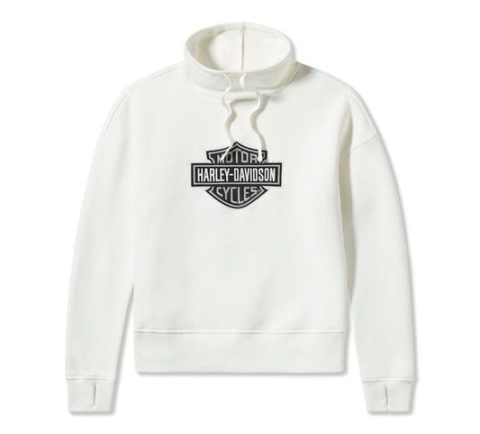 Women's Essential Bar & Shield Funnel Neck Pullover - Cloud Dancer