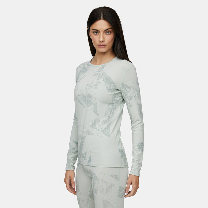 Womens Merino Fractal Midweight Base Layer Crew