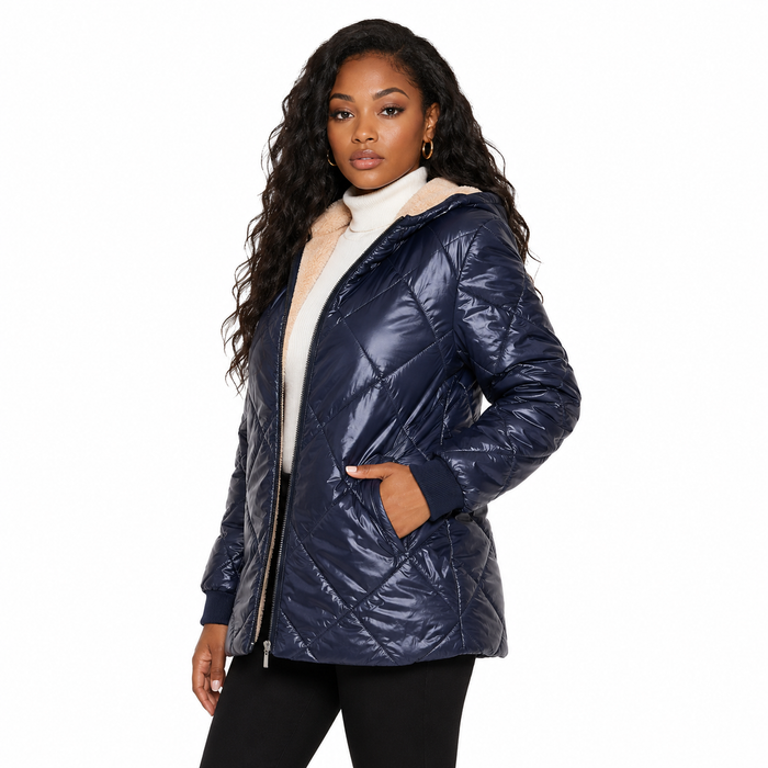 Women's Quilted Coat Long - Diamond Winter Warm Comfort