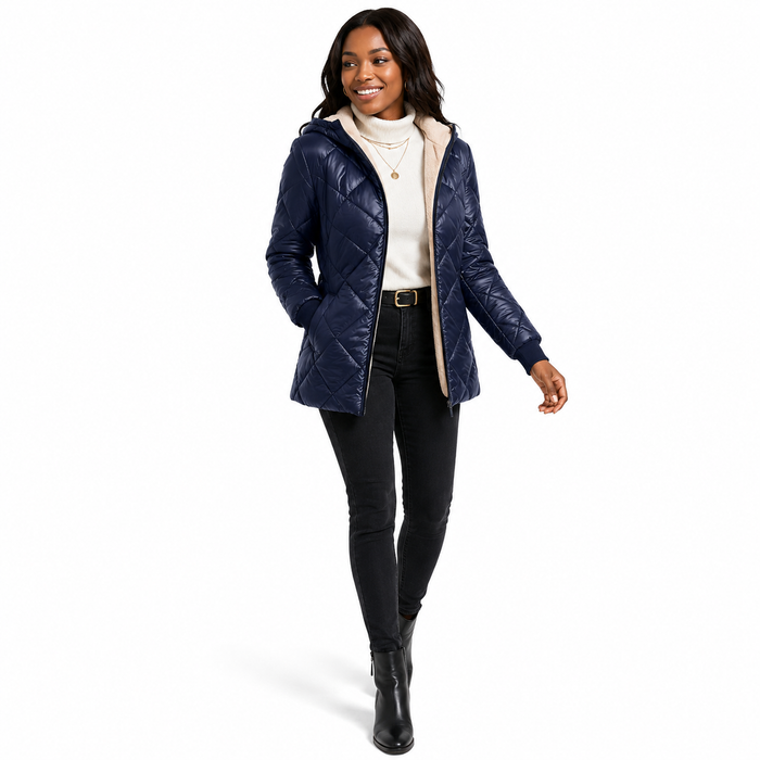 Women's Quilted Coat Long - Diamond Winter Warm Comfort