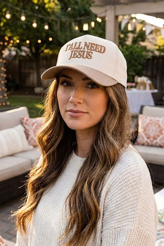 "Y'all Need Jesus" Canvas Baseball Cap-Cute-Trendy-Shop-Womens-Boutique-Clothing-Store