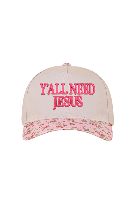 "Y'all Need Jesus" Canvas Baseball Cap-Cute-Trendy-Shop-Womens-Boutique-Clothing-Store
