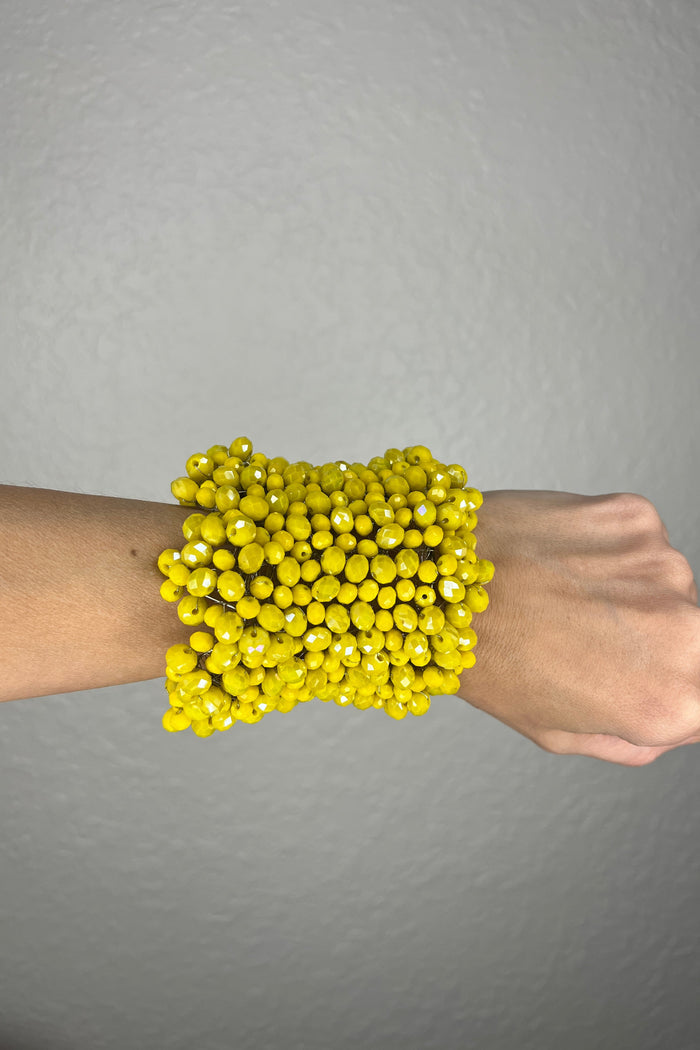 Style the Yellow Luxe Crystal Cascade Extra Large Statement Bracelet exclusively at Born To Glam