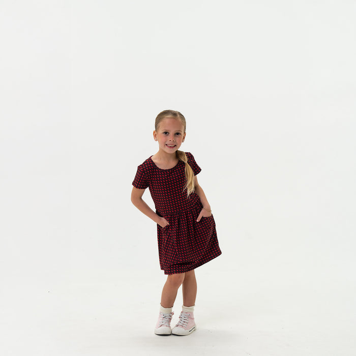 Youth Moxie Dress - Georgia - Black & Red