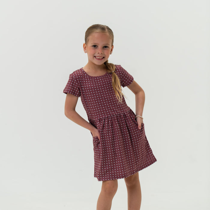 Youth Moxie Dress - Texas - Maroon & Grey