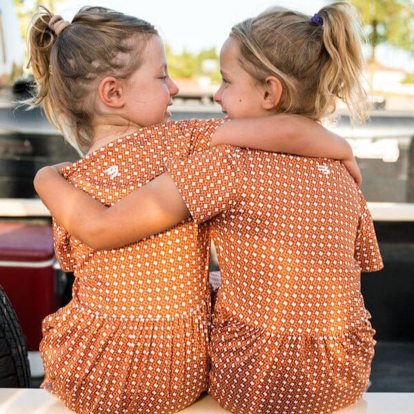 Youth Girls Dress - Texas - Orange and White - BURLEBO