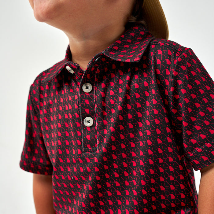 Youth Performance Polo - Georgia - Black & Red