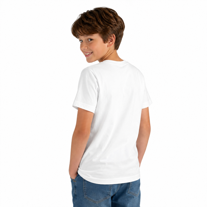 Under the sea kids tee with playful marine print, ribbed collar and side seams for a neat fit after many washes at home daily