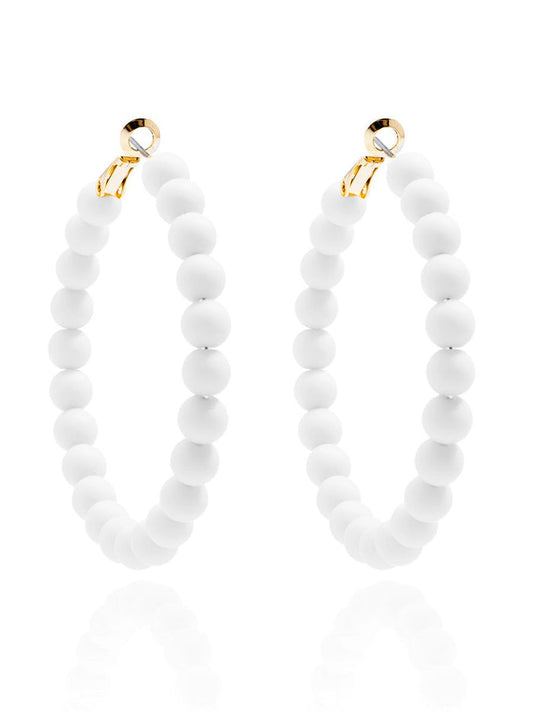 Zenzii Matte Beaded Hoop Earring - White
